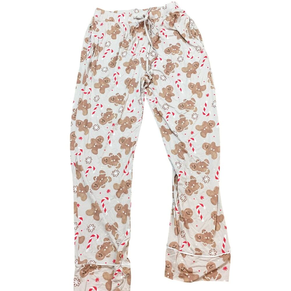 Bums & Roses Bamboo Gingerbread Long sleeve Button Up Pajamas Bottom Medium